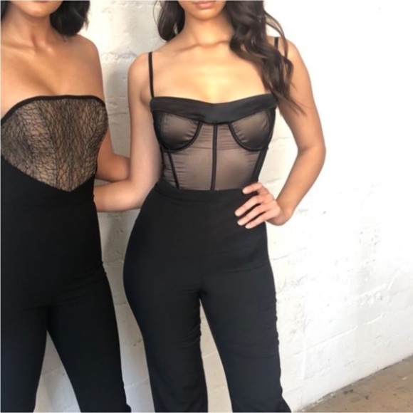 House of CB Samirah Mesh Satin Jumpsuit Size XS Black - Picture 4 of 15